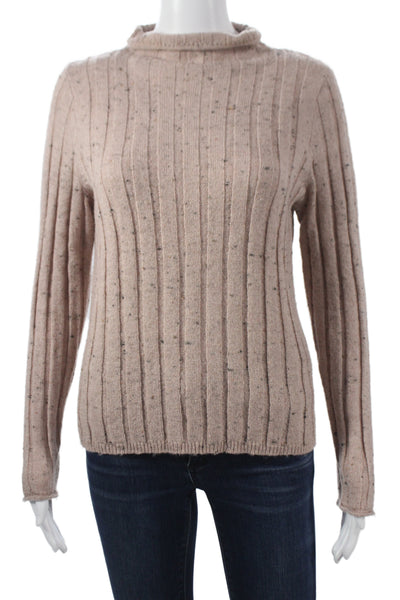 Madewell Womens Striped Mock Neck Pullover Sweater Beige Long Sleeve Size S