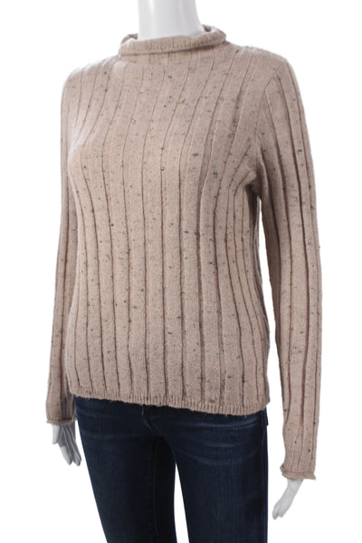 Madewell Womens Striped Mock Neck Pullover Sweater Beige Long Sleeve Size S