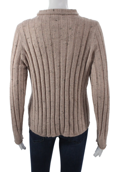 Madewell Womens Striped Mock Neck Pullover Sweater Beige Long Sleeve Size S
