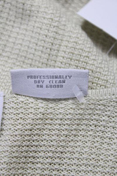 Tse Women Cardigan Silk V-Neck 3/4 Sleeve Beige Size S