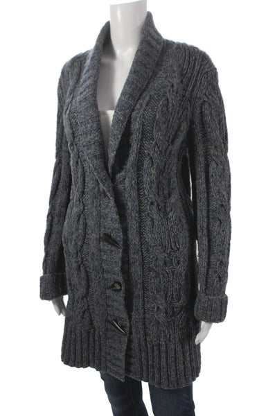 Lafayette 148 New York Womens Cardigan Blue Collared Button Long Sleeve Size PP