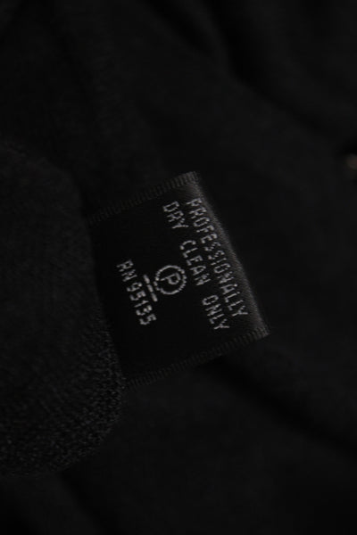 Lafayette 148 New York Women Black Linen Cardigan Long Sleeve Round Neck Size M