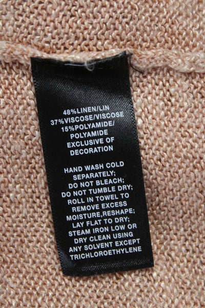 Lafayette 148 New York Womens Cardigan Beige Long Sleeve Round Neck Size M