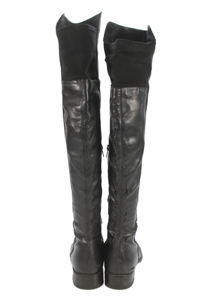 Stuart Weitzman Womens Side Zip Block Heel Leather Knee High Boots Black Size 8M