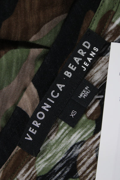 Veronica Beard Womens Black Camo Jersey T-Shirt Long Sleeve Crew Neck Size XS