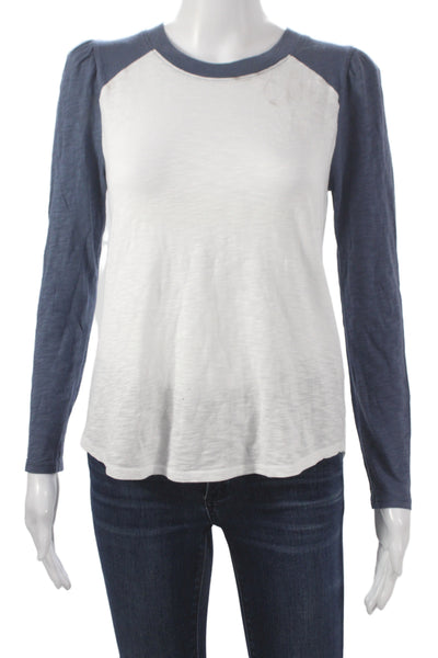 Veronica Beard Womens Blue Ringer Tee Pima Cotton Long Sleeve Size S