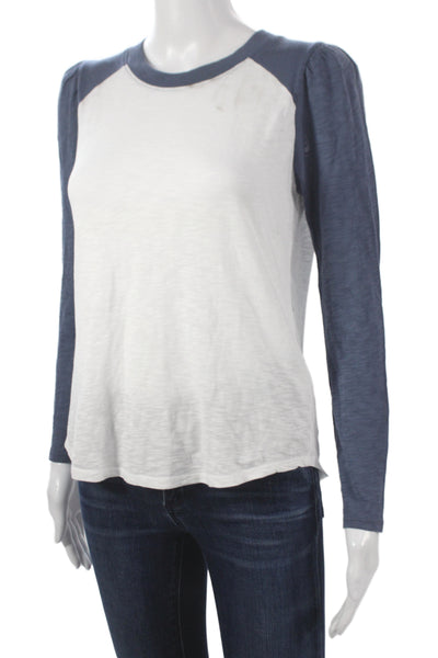 Veronica Beard Womens Blue Ringer Tee Pima Cotton Long Sleeve Size S