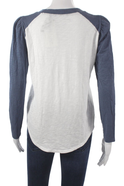 Veronica Beard Womens Blue Ringer Tee Pima Cotton Long Sleeve Size S