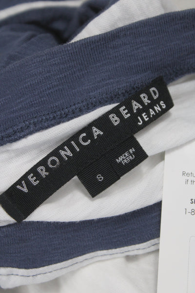 Veronica Beard Womens Blue Ringer Tee Pima Cotton Long Sleeve Size S