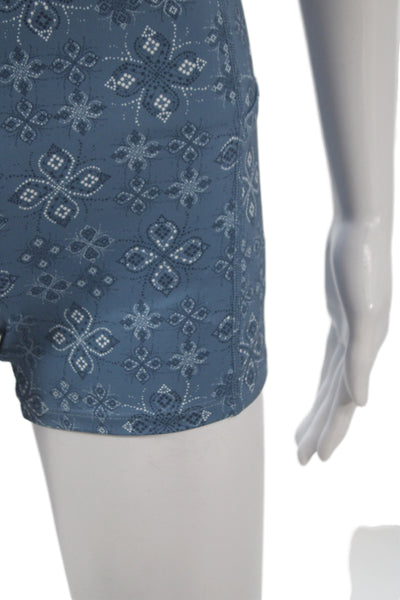 Joy Lab Womens Fit & Flare Blue Geometric V-Neck Sleeveless Boho Romper Size S