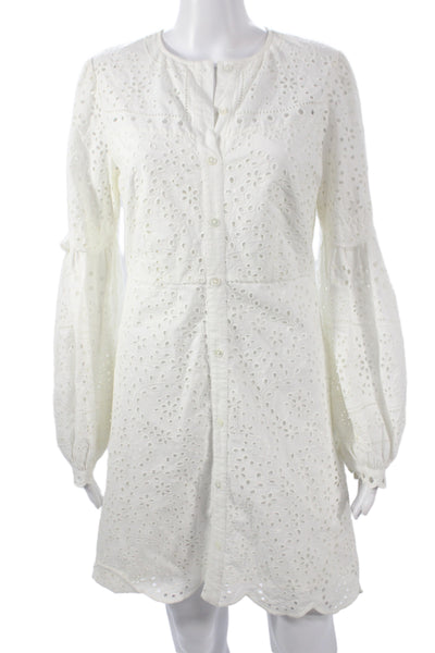 Veronica Beard Women Shirt Dress White Long Sleeve Button 100% Cotton Size 4