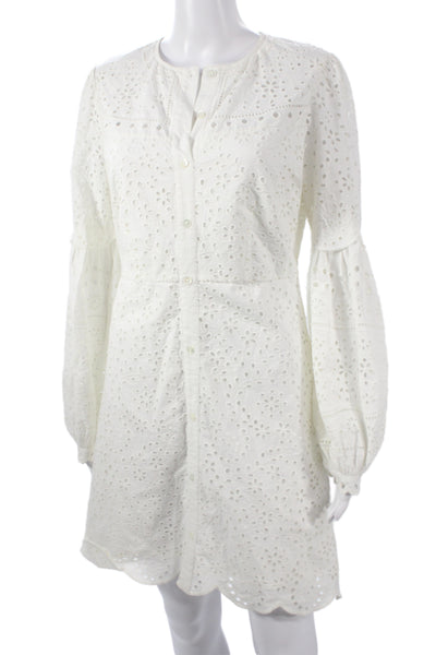 Veronica Beard Women Shirt Dress White Long Sleeve Button 100% Cotton Size 4