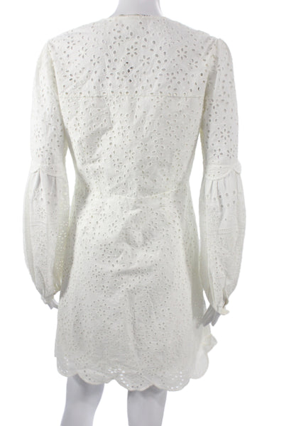 Veronica Beard Women Shirt Dress White Long Sleeve Button 100% Cotton Size 4