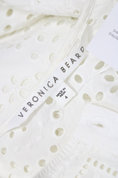 Veronica Beard Women Shirt Dress White Long Sleeve Button 100% Cotton Size 4