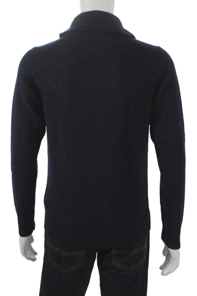 Psycho Bunny Mens Cardigan V Neck 100% Wool Blue Long Sleeve Skull Size XS