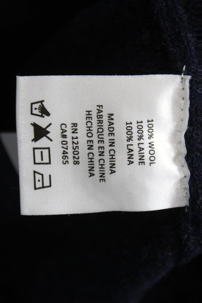 Psycho Bunny Mens Cardigan V Neck 100% Wool Blue Long Sleeve Skull Size XS