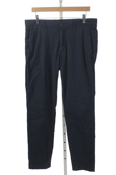 Theory Mens Chino Pants Blue 97% Cotton Button Closure Size 32