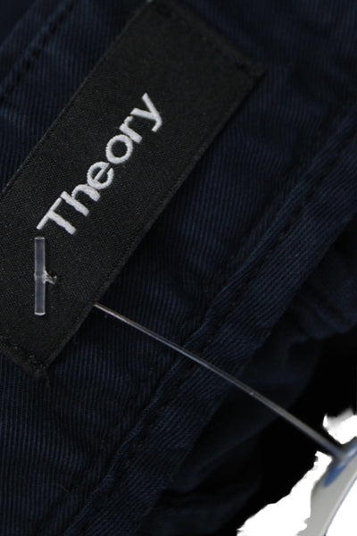 Theory Mens Chino Pants Blue 97% Cotton Button Closure Size 32
