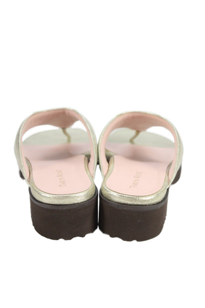 Taryn Rose Womens Metallic Slip On Block Heels Thong Sandals Shoes Gold Size 10M