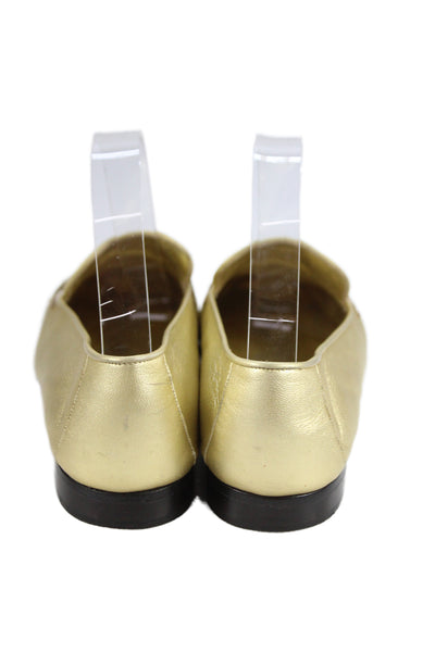 Escada Womens Leather Slip On Flat Loafers Shoes Gold Size 9.5B