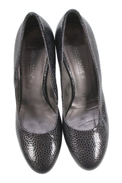 Aquatalia Womens Embossed Block Heels Pumps Shoes Black Size 10