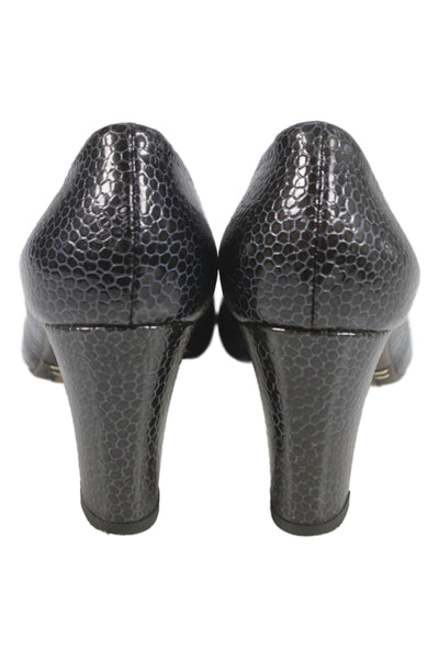 Aquatalia Womens Embossed Block Heels Pumps Shoes Black Size 10