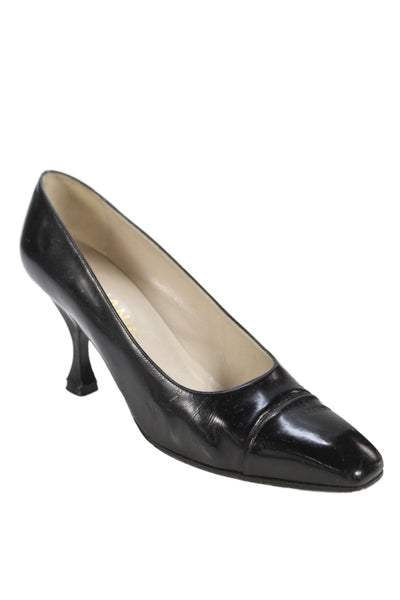 Chanel Womens Leather Pointed Toe High Heels Pumps Shoes Black Size 9.5