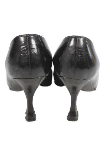 Chanel Womens Leather Pointed Toe High Heels Pumps Shoes Black Size 9.5