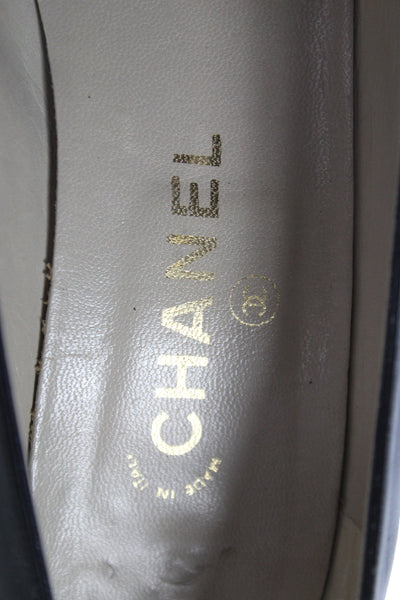 Chanel Womens Leather Pointed Toe High Heels Pumps Shoes Black Size 9.5