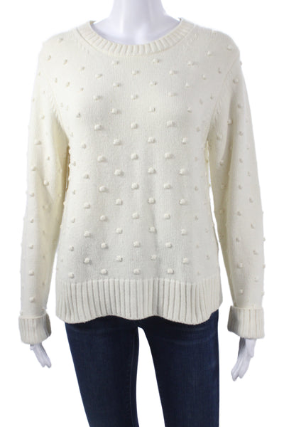 White + Warren Women Sweater Ivory Polka Dot Crew Neck Size M