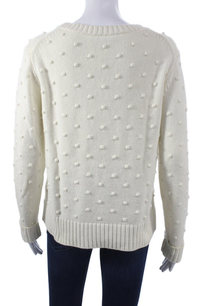 White + Warren Women Sweater Ivory Polka Dot Crew Neck Size M