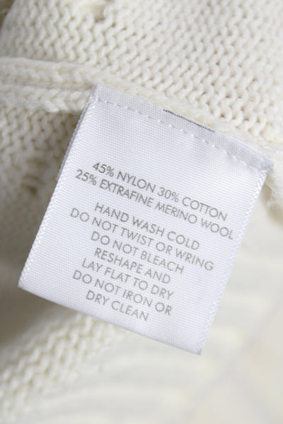 White + Warren Women Sweater Ivory Polka Dot Crew Neck Size M