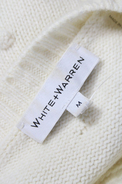 White + Warren Women Sweater Ivory Polka Dot Crew Neck Size M