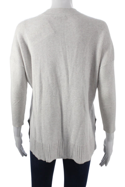Lilla P Womens Gray V Neck Pullover Sweater Long Sleeve Cotton Fall Size S