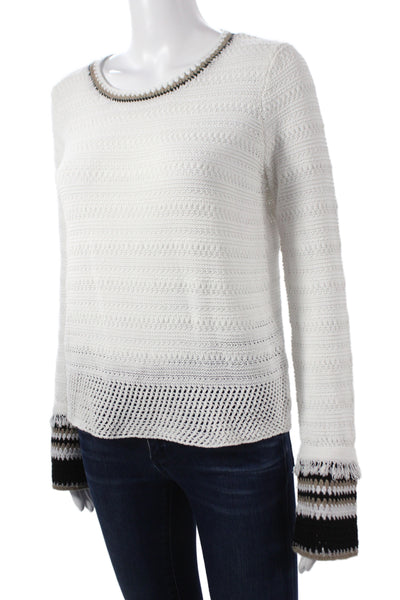 White + Warren Womens Sweater Striped Crewneck Longsleeve 70%Cotton Size S