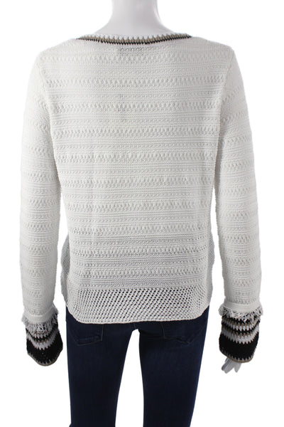 White + Warren Womens Sweater Striped Crewneck Longsleeve 70%Cotton Size S