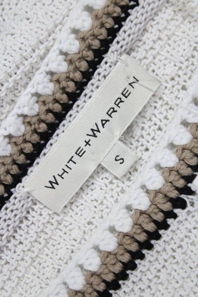 White + Warren Womens Sweater Striped Crewneck Longsleeve 70%Cotton Size S