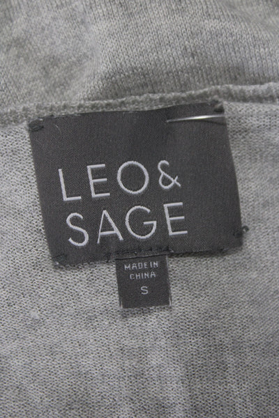 Leo & Sage Women V-Neck Pullover Sweater Gray 3/4 Sleeve Size S