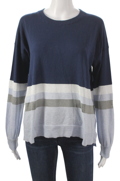 White + Warren Womens Pullover Sweater Blue Crew Neck Long Sleeve Size S