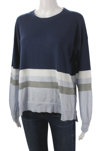 White + Warren Womens Pullover Sweater Blue Crew Neck Long Sleeve Size S