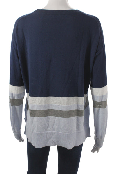 White + Warren Womens Pullover Sweater Blue Crew Neck Long Sleeve Size S