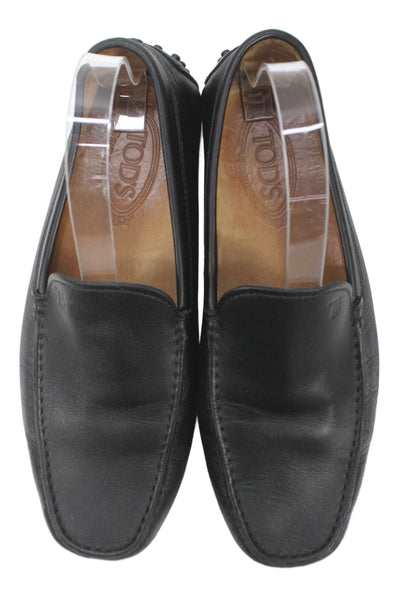 Tods Womens Slip On Round Toe Leather Loafers Black Size 6.5