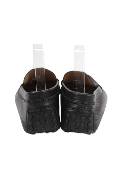 Tods Womens Slip On Round Toe Leather Loafers Black Size 6.5