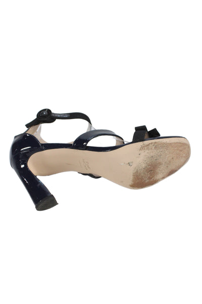Stuart Weitzman Women's Open Toe Strappy Patent Leather Sandals Blue Size 10