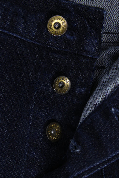 Designer Mens Straight Jeans Blue Mid-Rise Cotton Casual Size 31