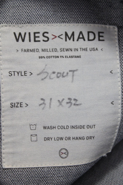 Designer Mens Straight Jeans Blue Mid-Rise Cotton Casual Size 31