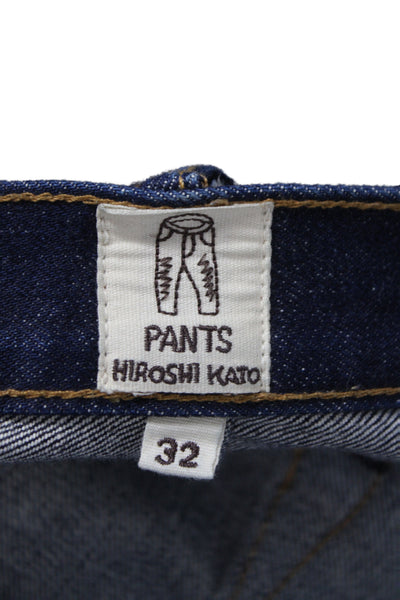 Hiroshi Kato Mens Tapered Blue Jeans Mid Rise Cotton Inseam 30 Size 32
