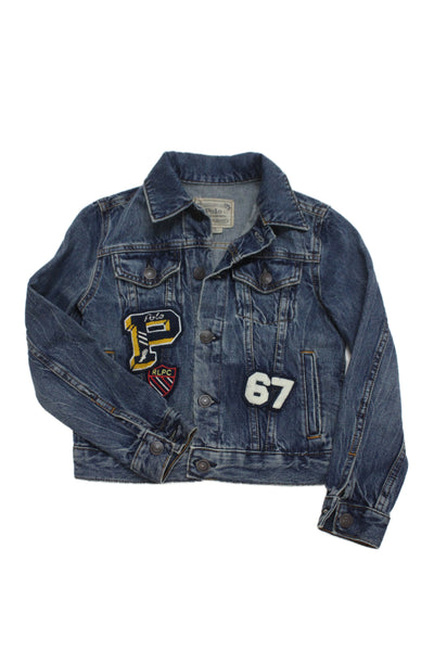 Polo Ralph Lauren Girls Cotton Denim Jean Patches Jacket Blue Size S