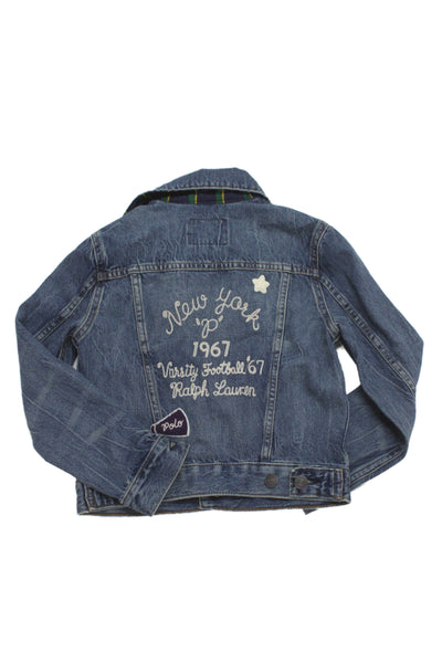 Polo Ralph Lauren Girls Cotton Denim Jean Patches Jacket Blue Size S