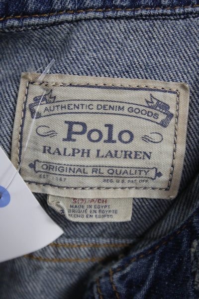 Polo Ralph Lauren Girls Cotton Denim Jean Patches Jacket Blue Size S
